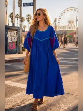 113. TWO POTATO Laguna Beach | Vintage 80s Funky Maxi Dress | OS